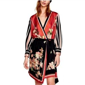 Zara Printed Kimono Wrap Dress